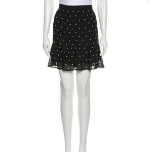 Michael kors Polka Dot Print Skirt- Silver Snap Embellishments-Large-Black-NWT